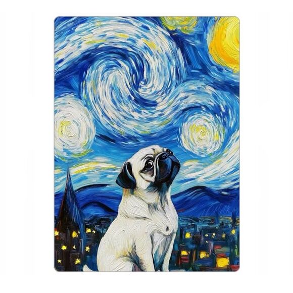 Starry Night Pug Art Magnet - Picture 1 of 3